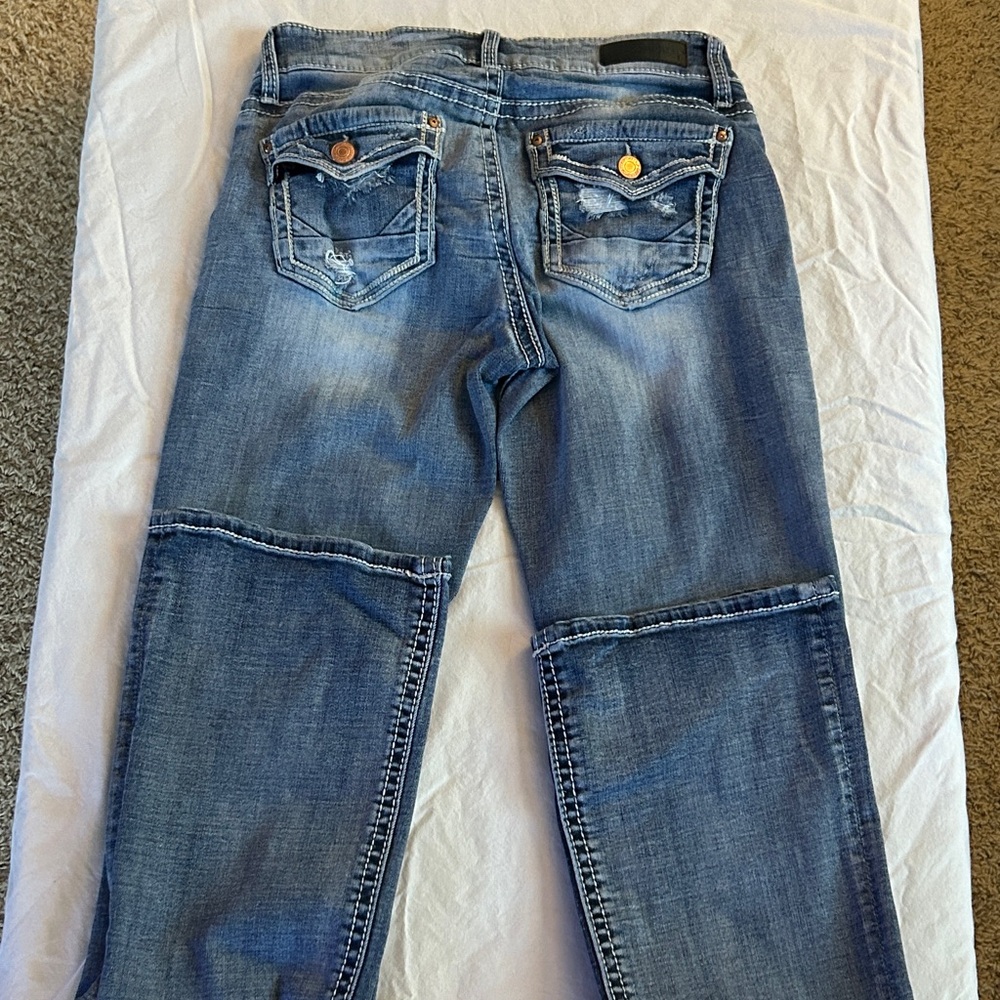 Daytrip Distressed Blue Straight Leg Jeans